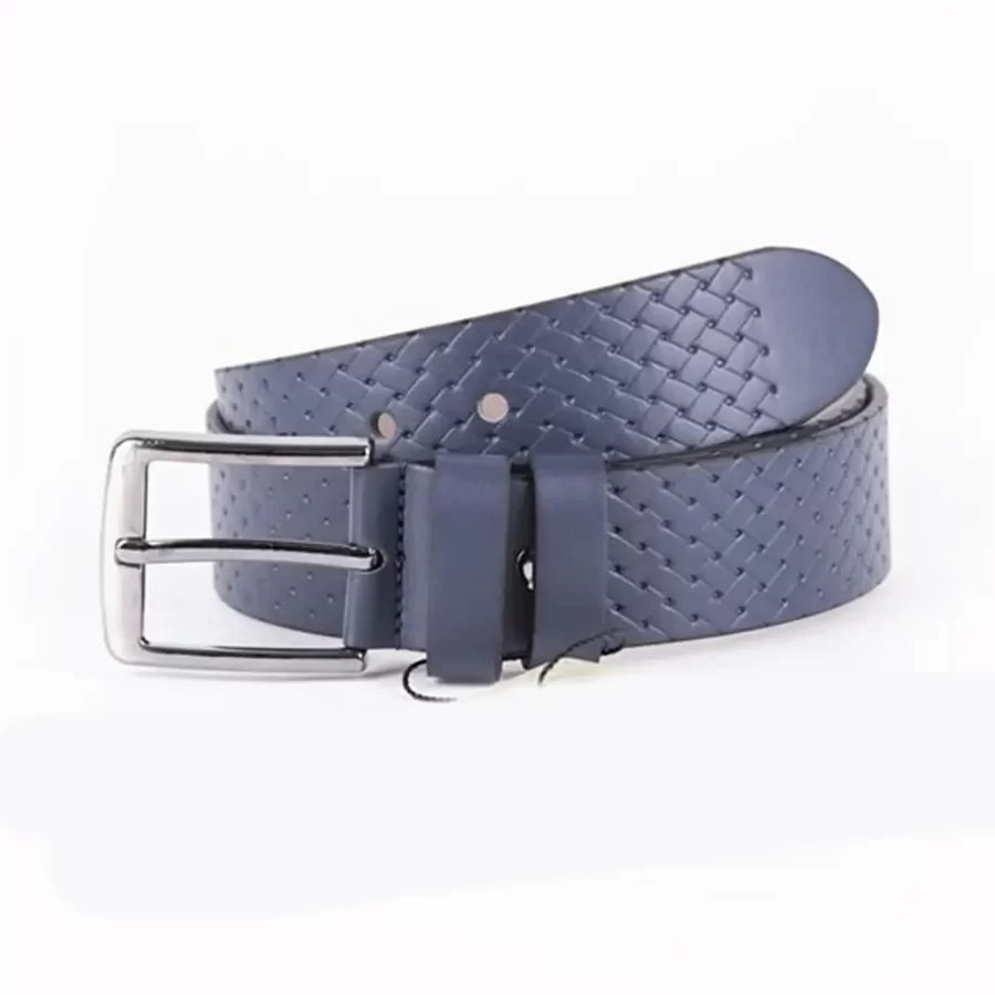 Blue Mens Vegan Leather Belt For Jeans ST00938 5