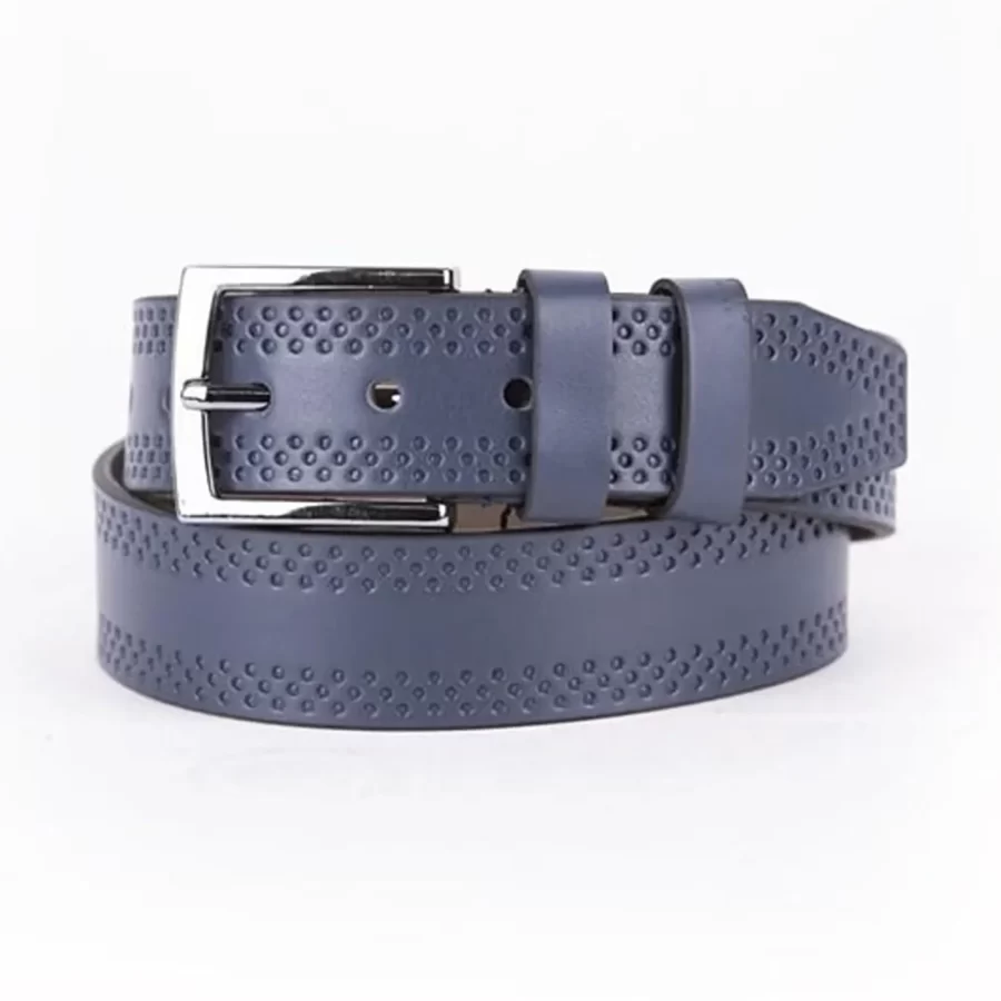 Blue Mens Vegan Leather Belt For Jeans ST00953 4