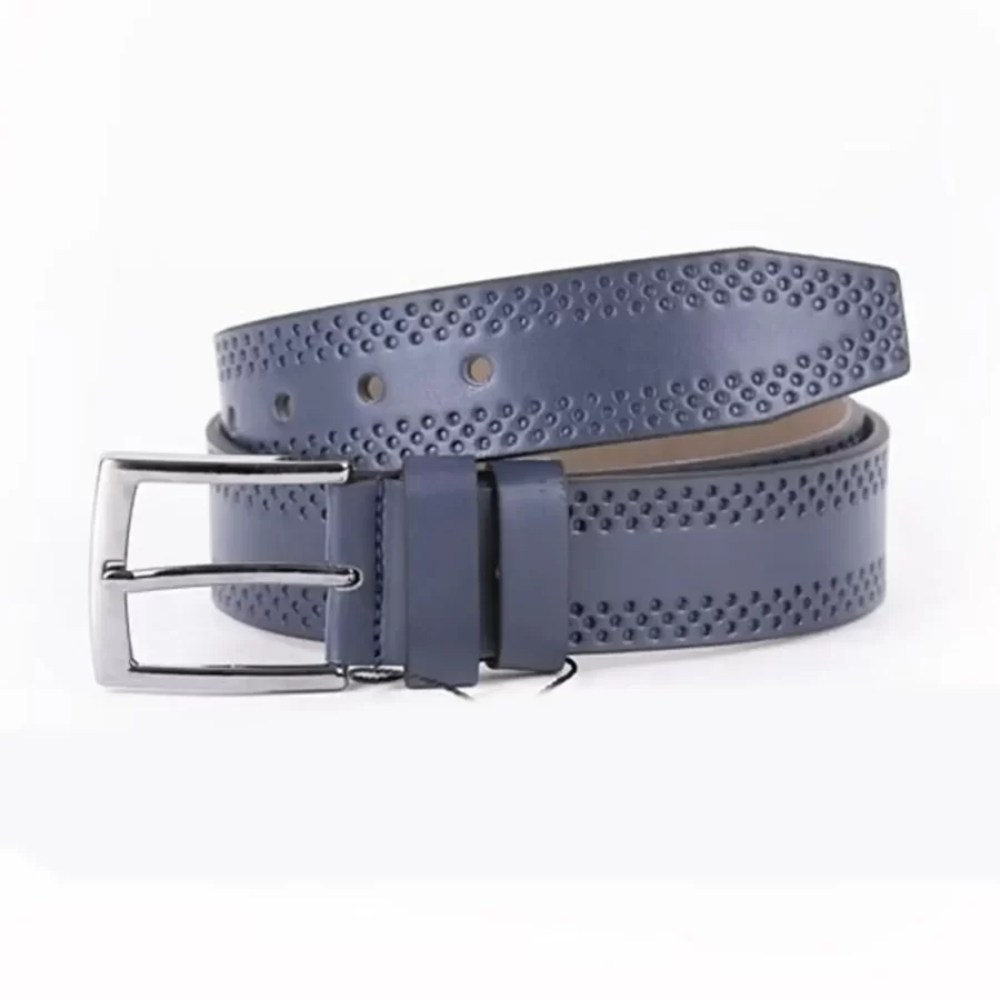 Blue Mens Vegan Leather Belt For Jeans ST00953 5