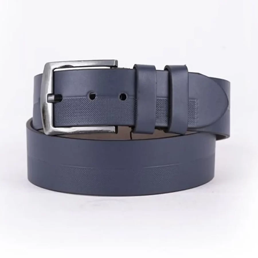 Blue Mens Vegan Leather Belt For Jeans ST00964 1