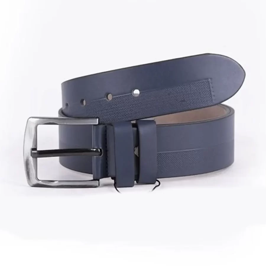 Blue Mens Vegan Leather Belt For Jeans ST00964 2