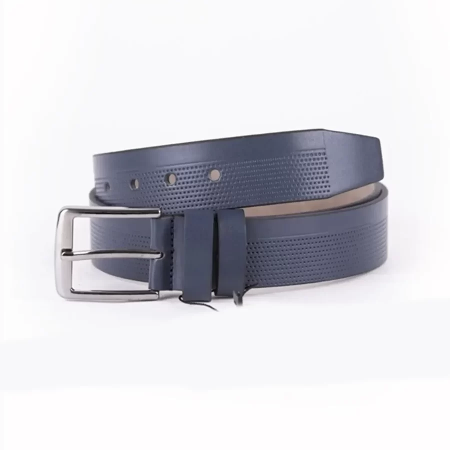 Blue Mens Vegan Leather Belt For Jeans TYC00123672029 2
