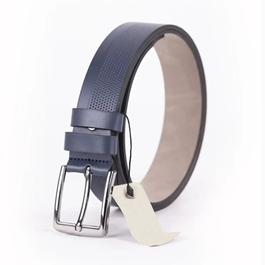 Blue Mens Vegan Leather Belt For Jeans TYC00123672029 3