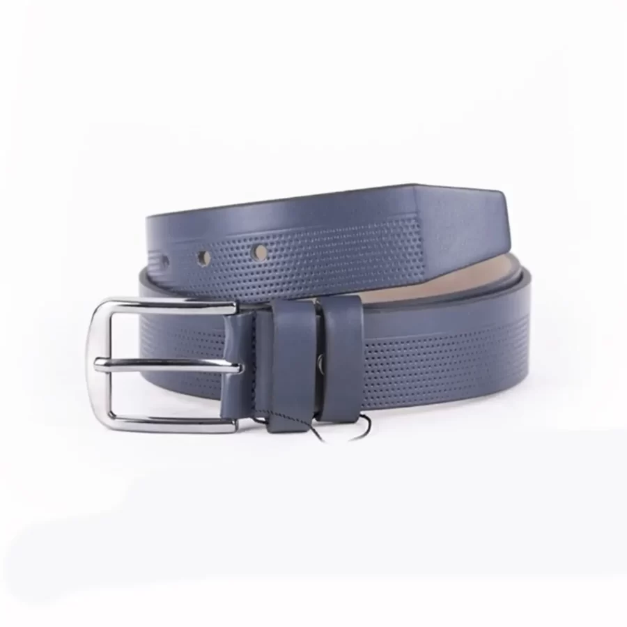 Blue Mens Vegan Leather Belt For Jeans TYC00123673591 2
