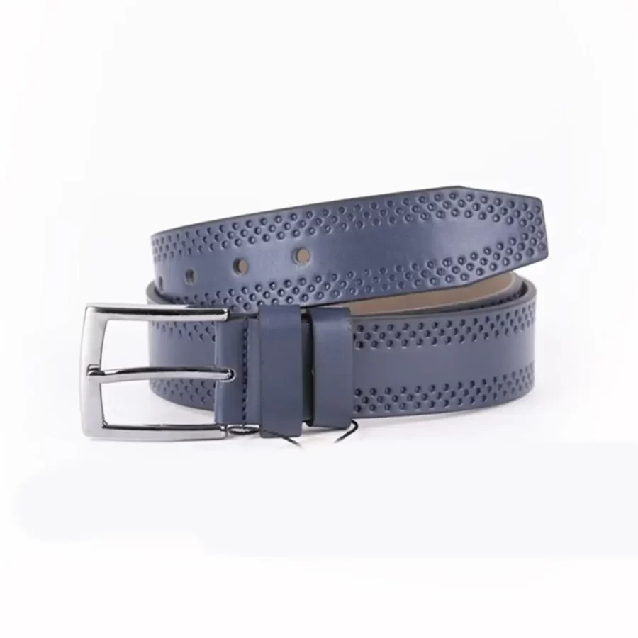 Blue Mens Vegan Leather Belt For Jeans TYC00123691496 2