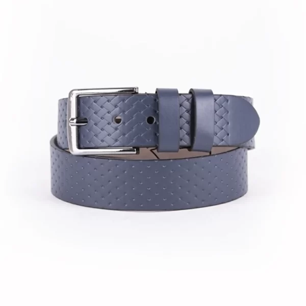 Blue Mens Vegan Leather Belt For Jeans TYC00123702005 1