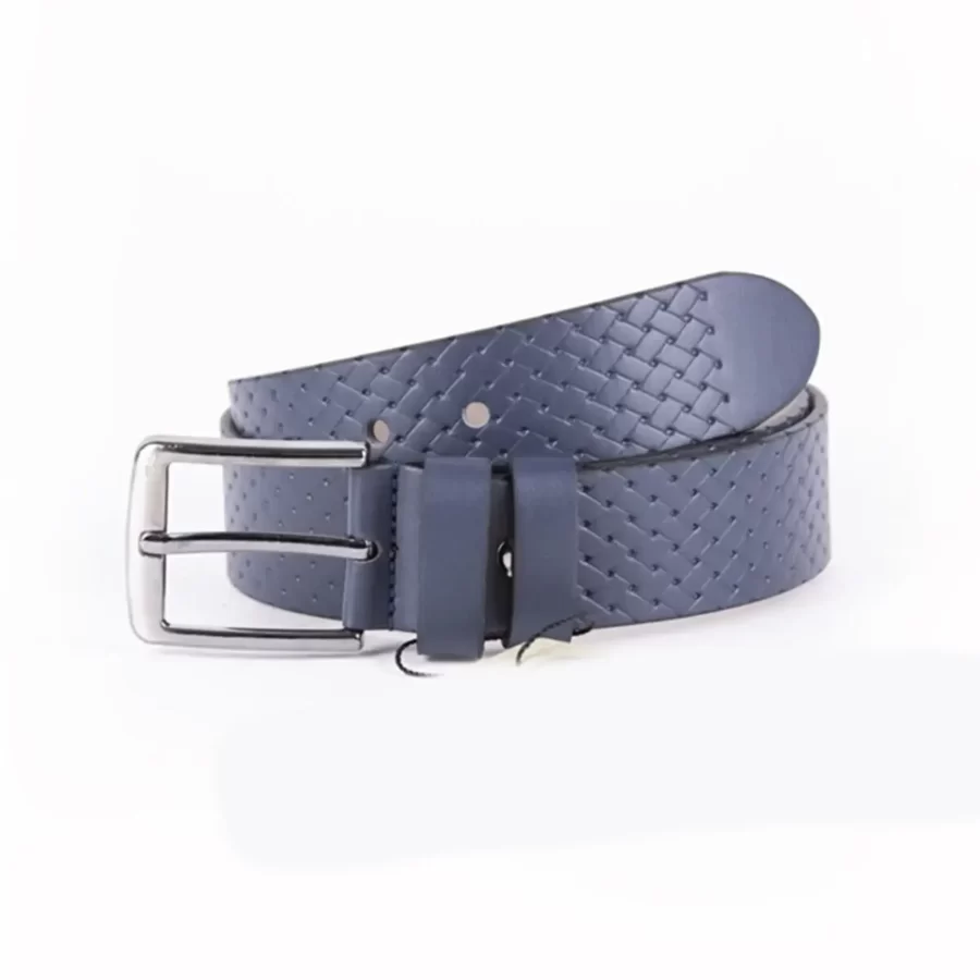 Blue Mens Vegan Leather Belt For Jeans TYC00123702005 2