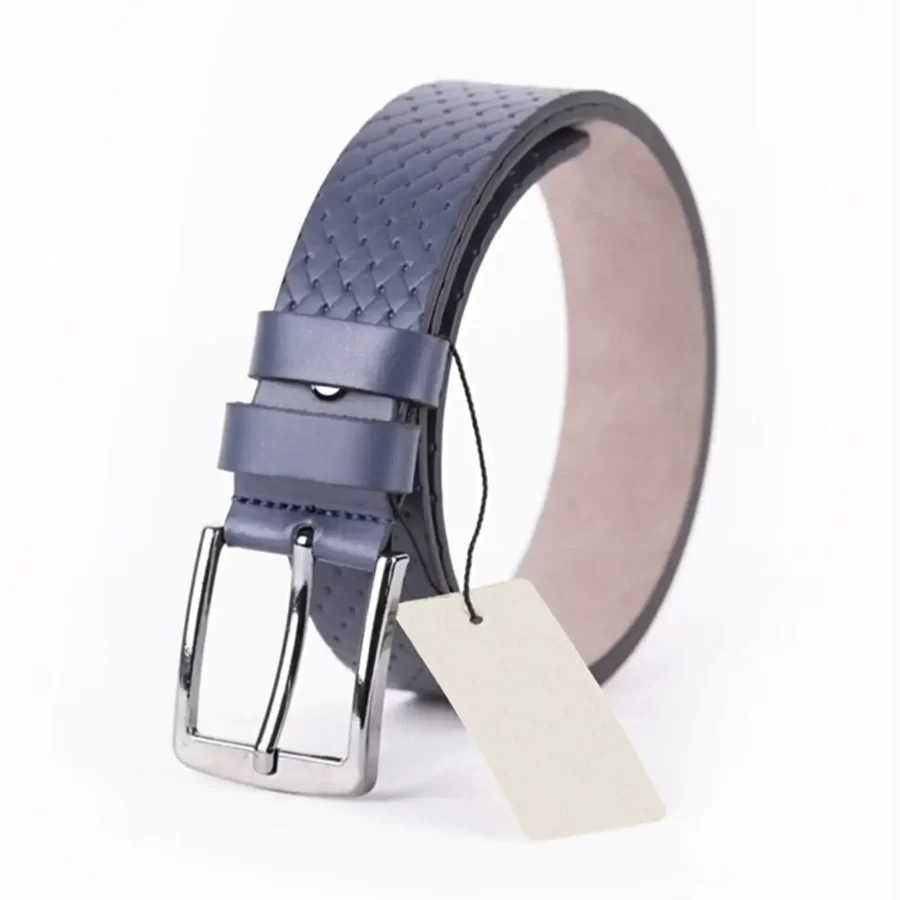 Blue Mens Vegan Leather Belt For Jeans TYC00123702005 3