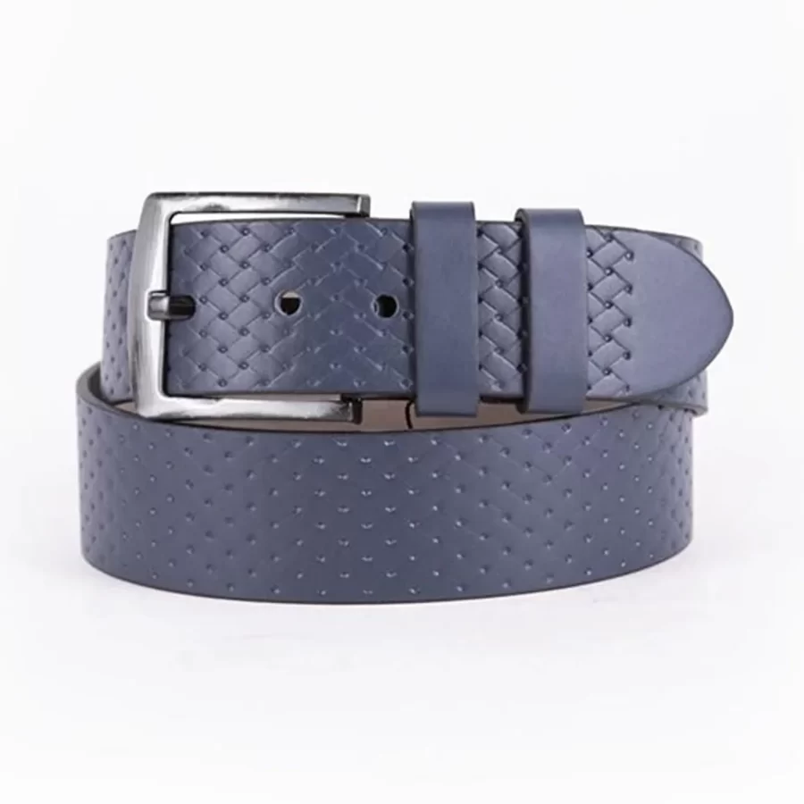 Blue Mens Vegan Leather Belt For Jeans Wide 4 5 cm ST00950 4