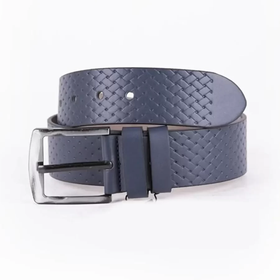 Blue Mens Vegan Leather Belt For Jeans Wide 4 5 cm ST00950 5