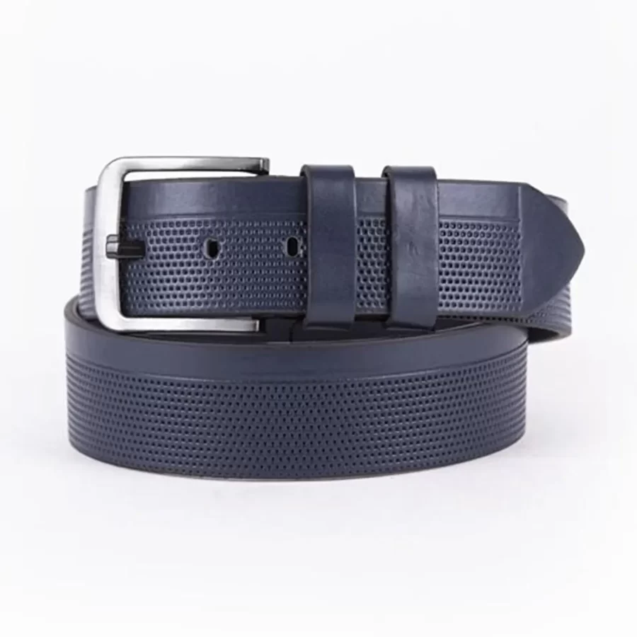 Blue Mens Vegan Leather Belt For Jeans Wide 4 5 cm ST00956 3