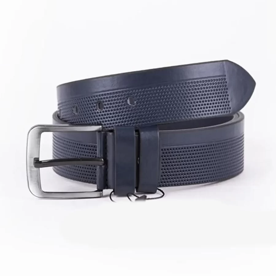 Blue Mens Vegan Leather Belt For Jeans Wide 4 5 cm ST00956 4