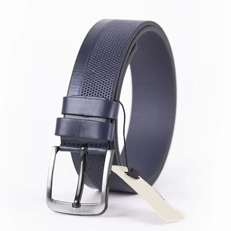 Blue Mens Vegan Leather Belt For Jeans Wide 4 5 cm ST00956 5