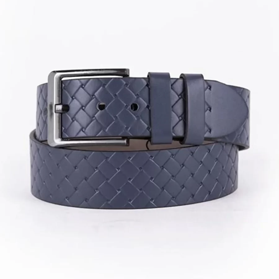 Blue Mens Vegan Leather Belt For Jeans Wide 4 5 cm ST00966 4