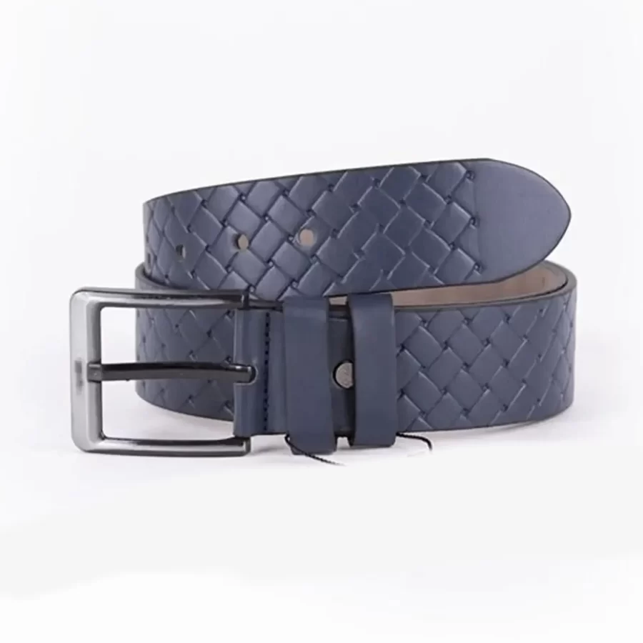 Blue Mens Vegan Leather Belt For Jeans Wide 4 5 cm ST00966 5