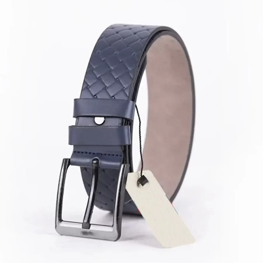 Blue Mens Vegan Leather Belt For Jeans Wide 4 5 cm ST00966 6