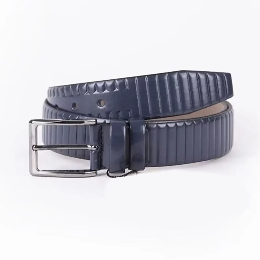 Blue Mens Vegan Leather Belt For Suit ST00904 8