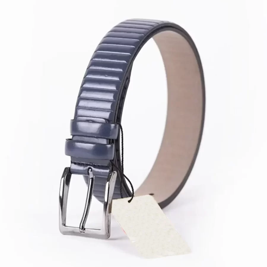 Blue Mens Vegan Leather Belt For Suit ST00904 9