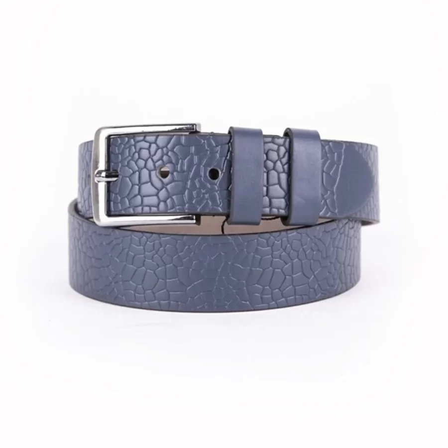Blue Mens Vegan Leather Belt Stylish Embossed For Jeans TYC00124037230 1