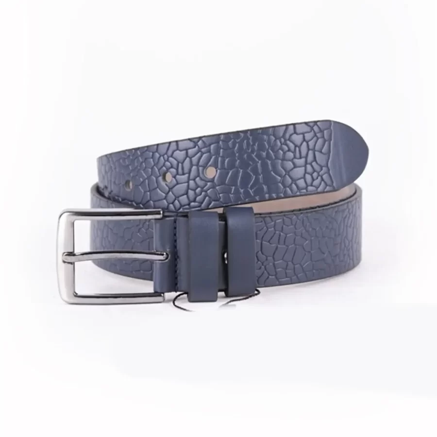 Blue Mens Vegan Leather Belt Stylish Embossed For Jeans TYC00124037230 2