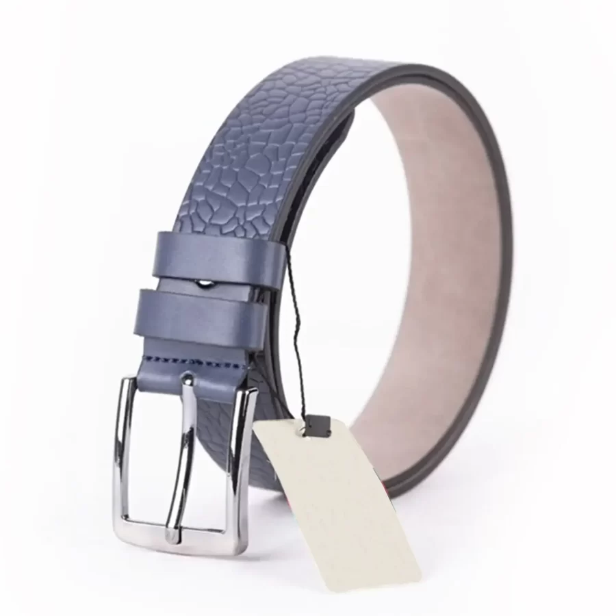 Blue Mens Vegan Leather Belt Stylish Embossed For Jeans TYC00124037230 3