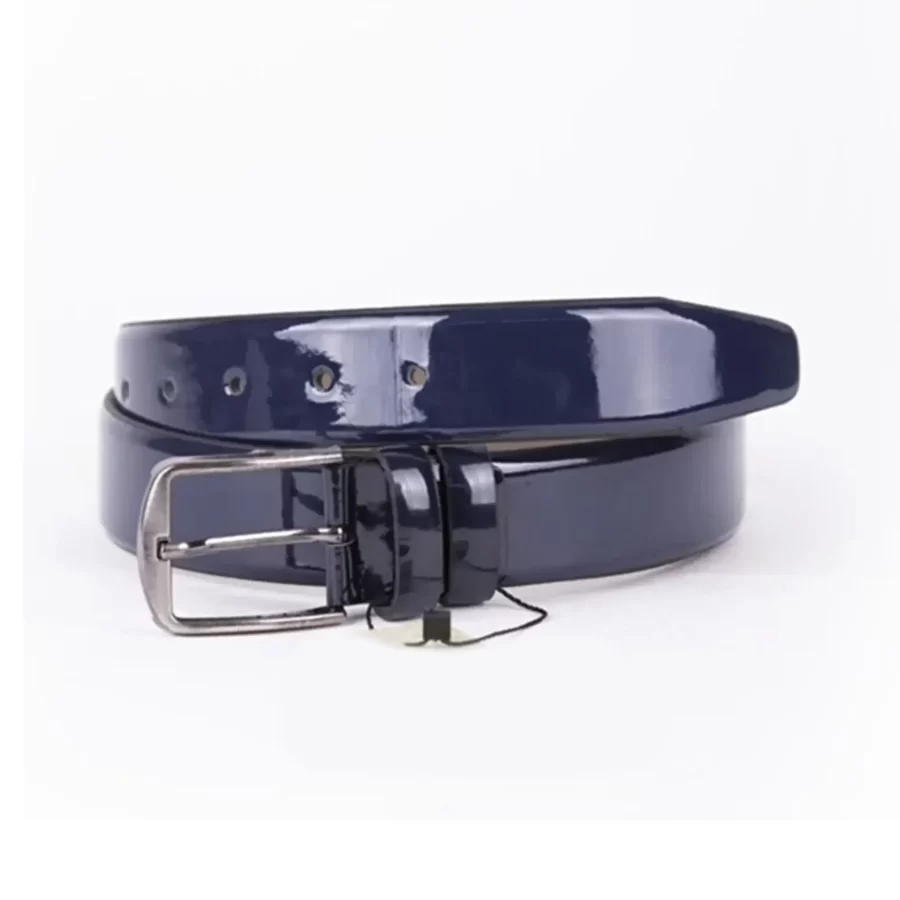 Blue Patent Mens Vegan Leather Belt For Suit SK105 2