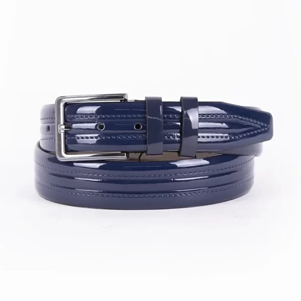 Blue Patent Mens Vegan Leather Belt For Suit ST00810 1