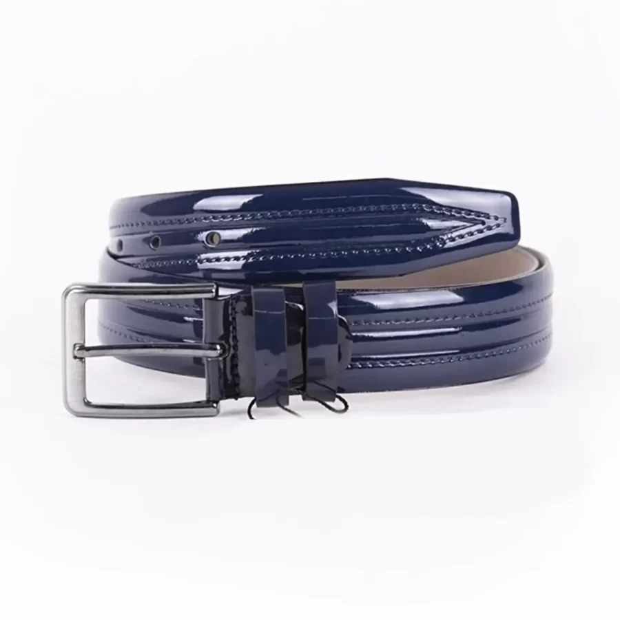 Blue Patent Mens Vegan Leather Belt For Suit ST00810 2