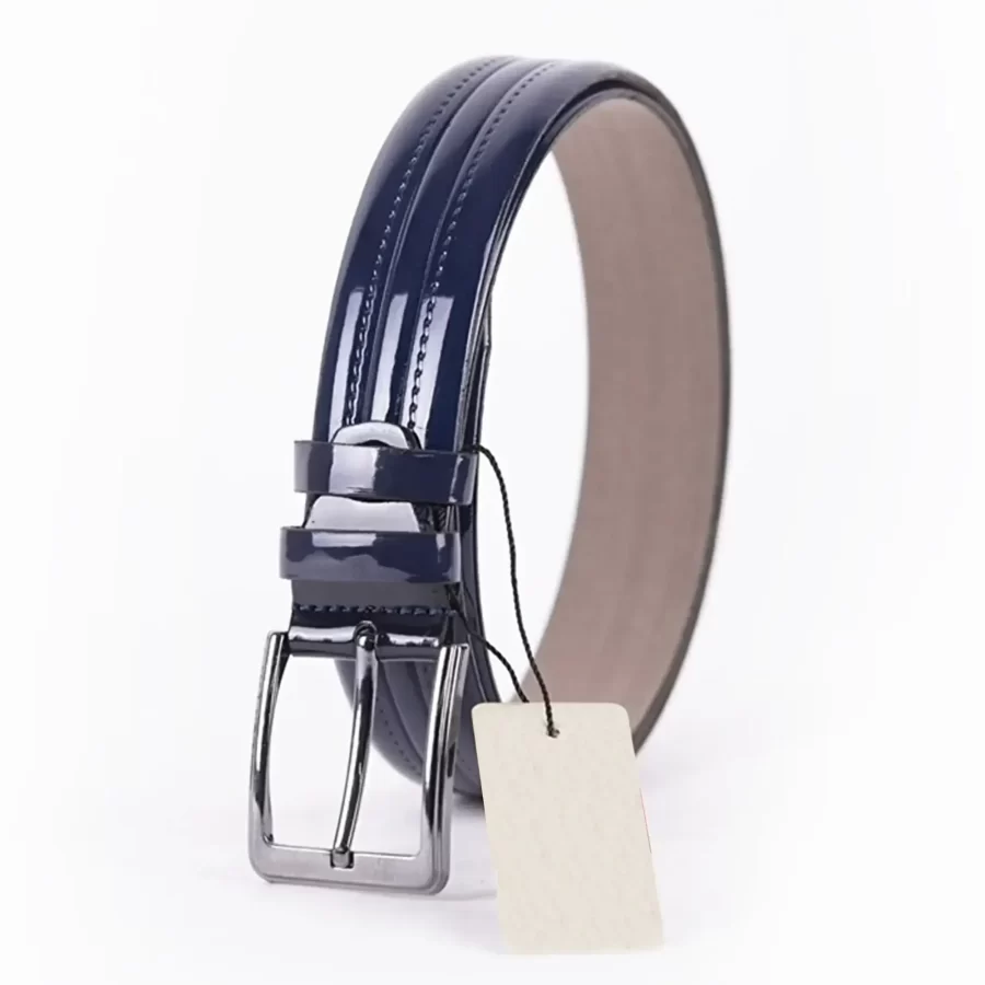 Blue Patent Mens Vegan Leather Belt For Suit ST00810 3