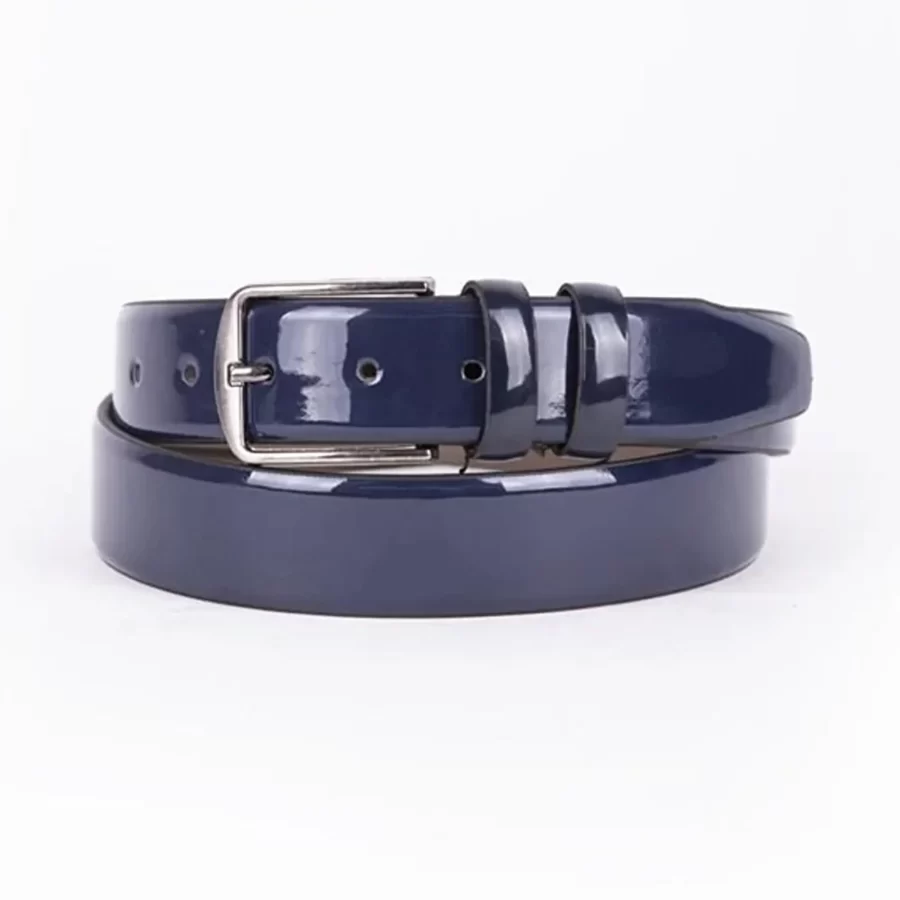 Blue Patent Mens Vegan Leather Belt For Suit ST00811 7