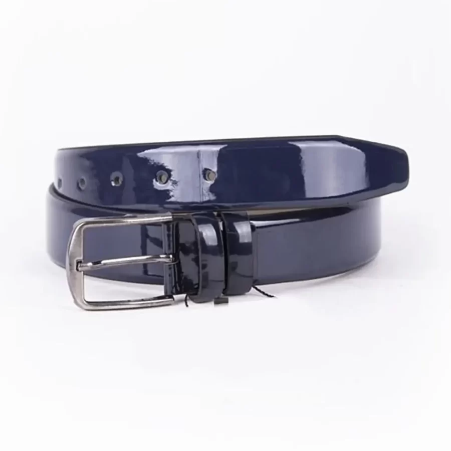 Blue Patent Mens Vegan Leather Belt For Suit ST00811 8