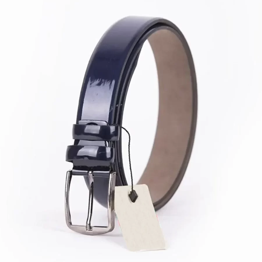 Blue Patent Mens Vegan Leather Belt For Suit ST00811 9