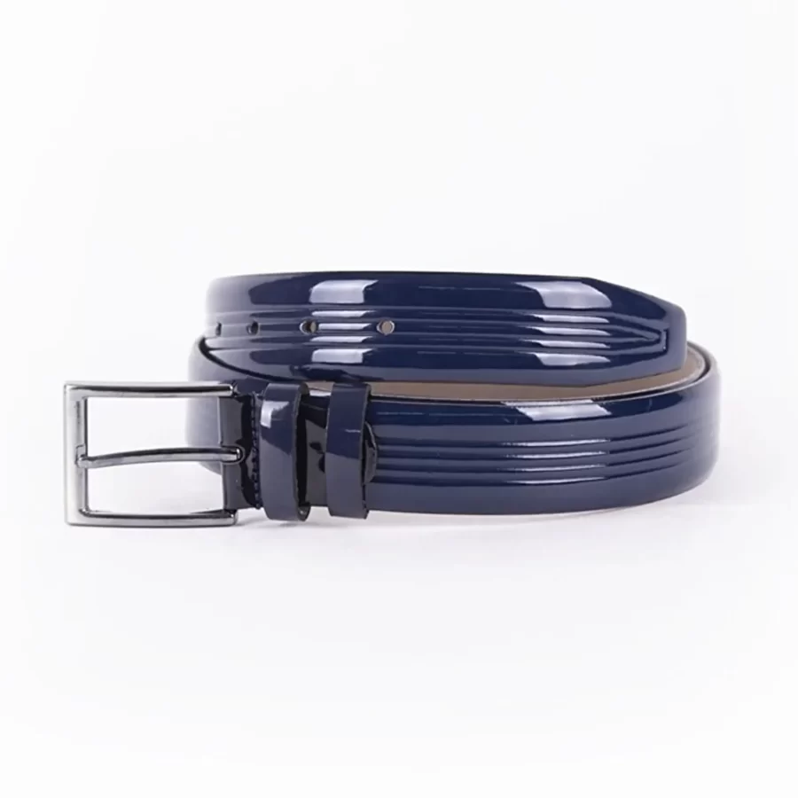 Blue Patent Mens Vegan Leather Belt For Suit ST00877 8