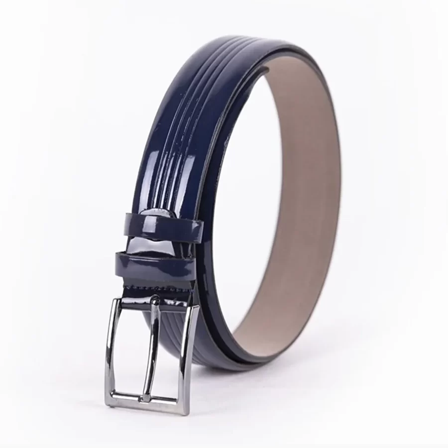 Blue Patent Mens Vegan Leather Belt For Suit ST00877 9