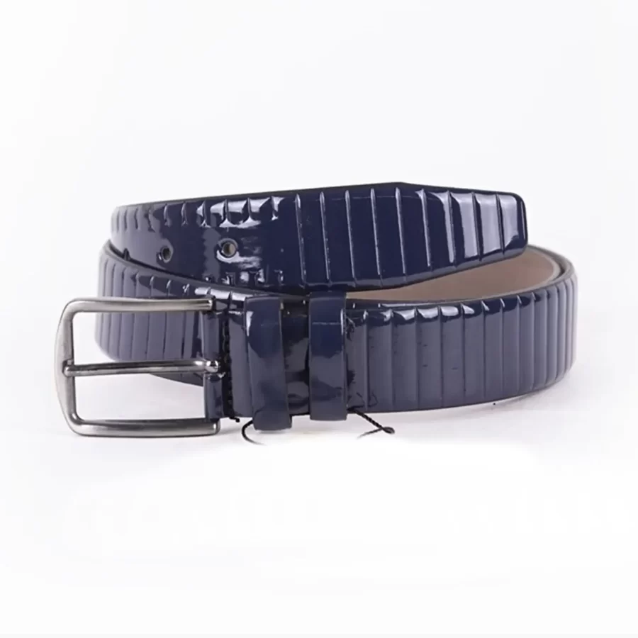 Blue Patent Mens Vegan Leather Belt For Suit ST00904 14