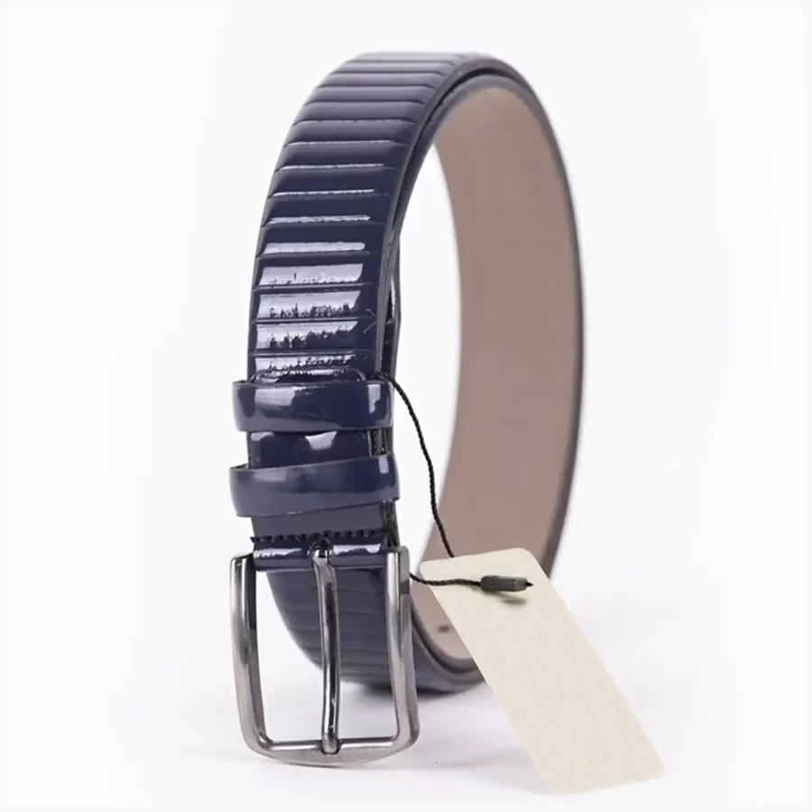 Blue Patent Mens Vegan Leather Belt For Suit ST00904 15