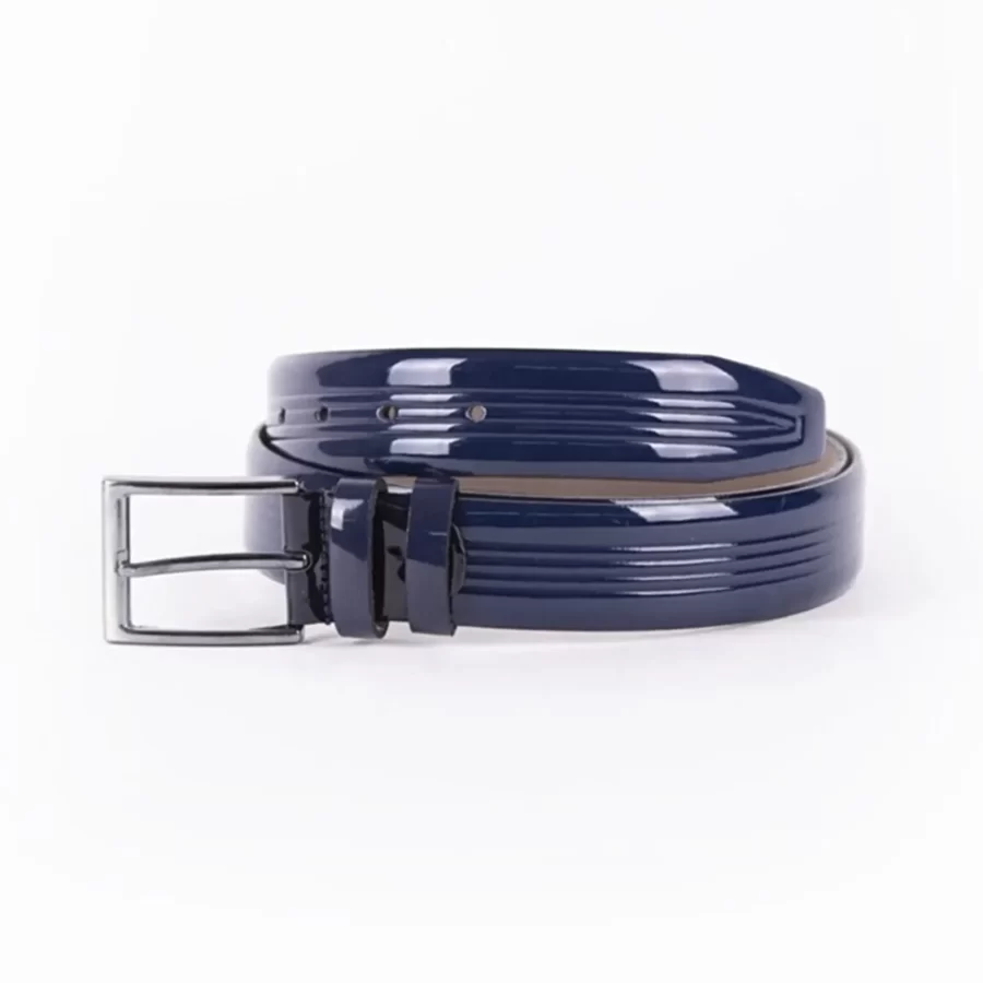 Blue Patent Mens Vegan Leather Belt For Suit TYC00123084601 2