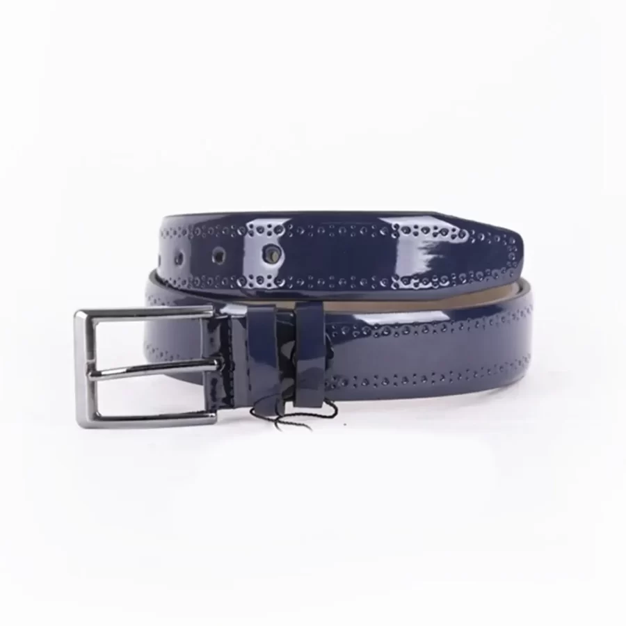 Blue Patent Mens Vegan Leather Belt For Suit TYC00123123356 2