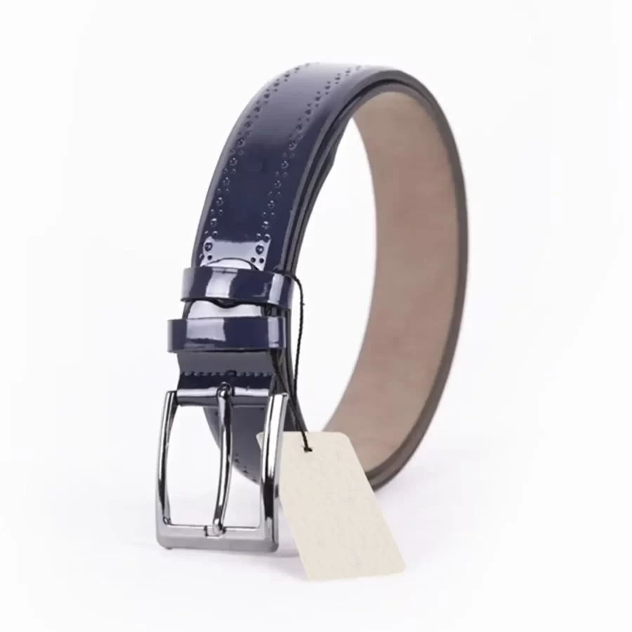 Blue Patent Mens Vegan Leather Belt For Suit TYC00123123356 3