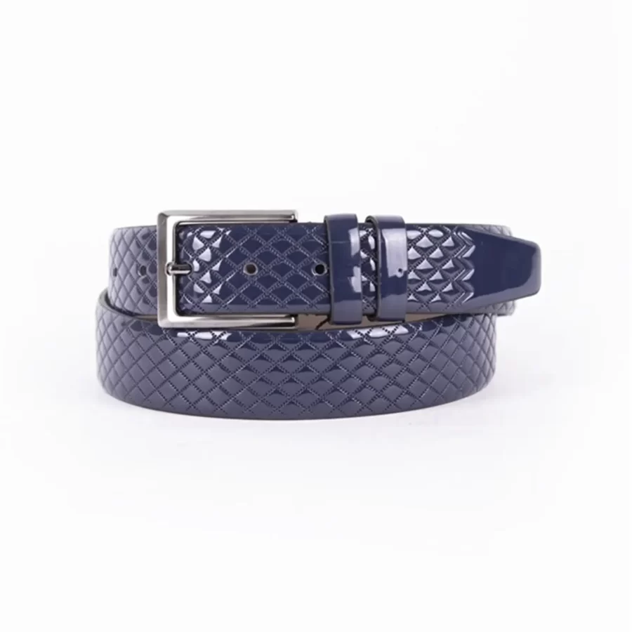 Blue Patent Mens Vegan Leather Belt Quilted For Suit TYC00123093871 1