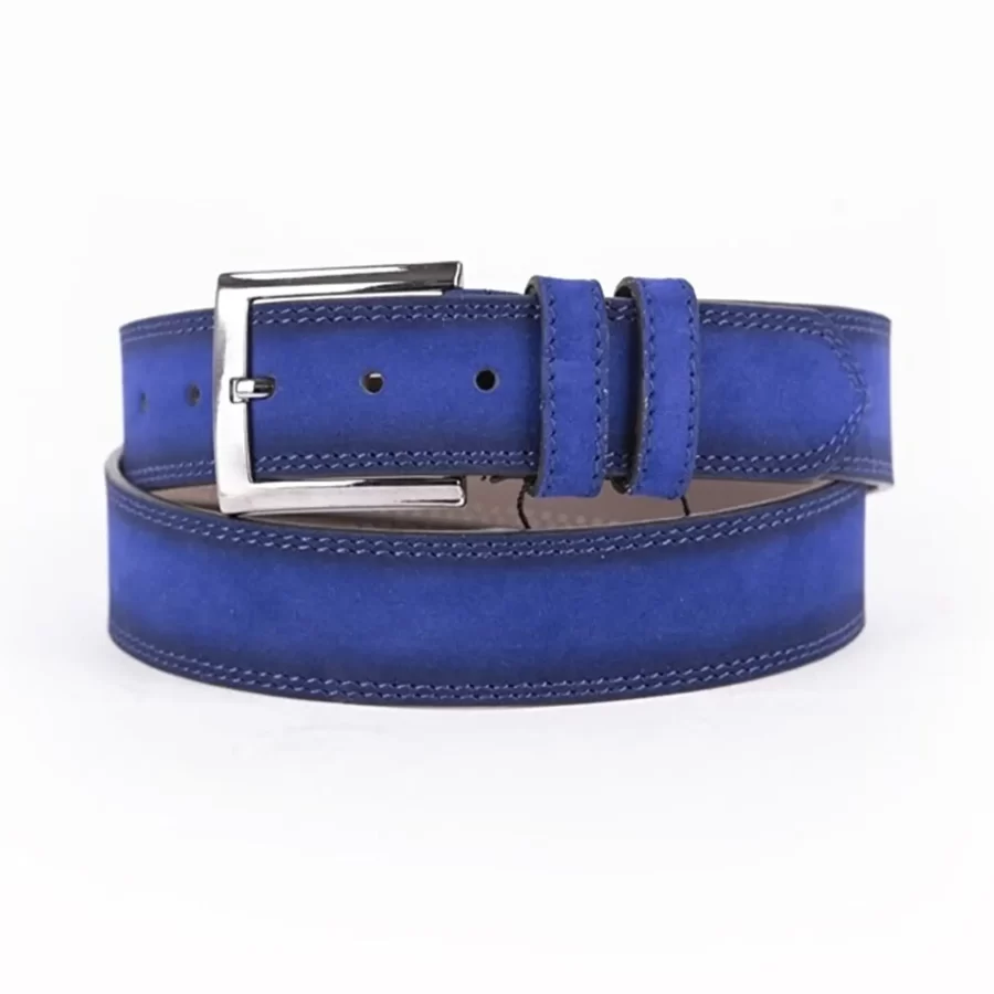Blue Suede Mens Vegan Leather Belt For Jeans ST00948 1