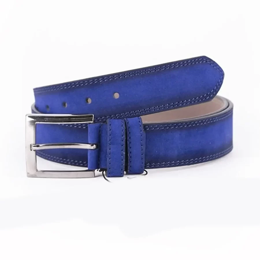 Blue Suede Mens Vegan Leather Belt For Jeans ST00948 2