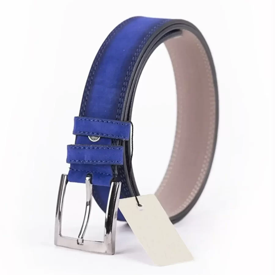 Blue Suede Mens Vegan Leather Belt For Jeans ST00948 3