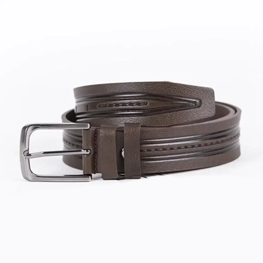 Brown Mens Belt Dress Embossed Calf Leather ST01033 8
