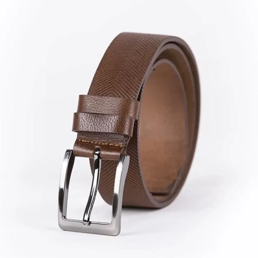 Brown Mens Belt Dress Laser Cut Leather ST01099 18