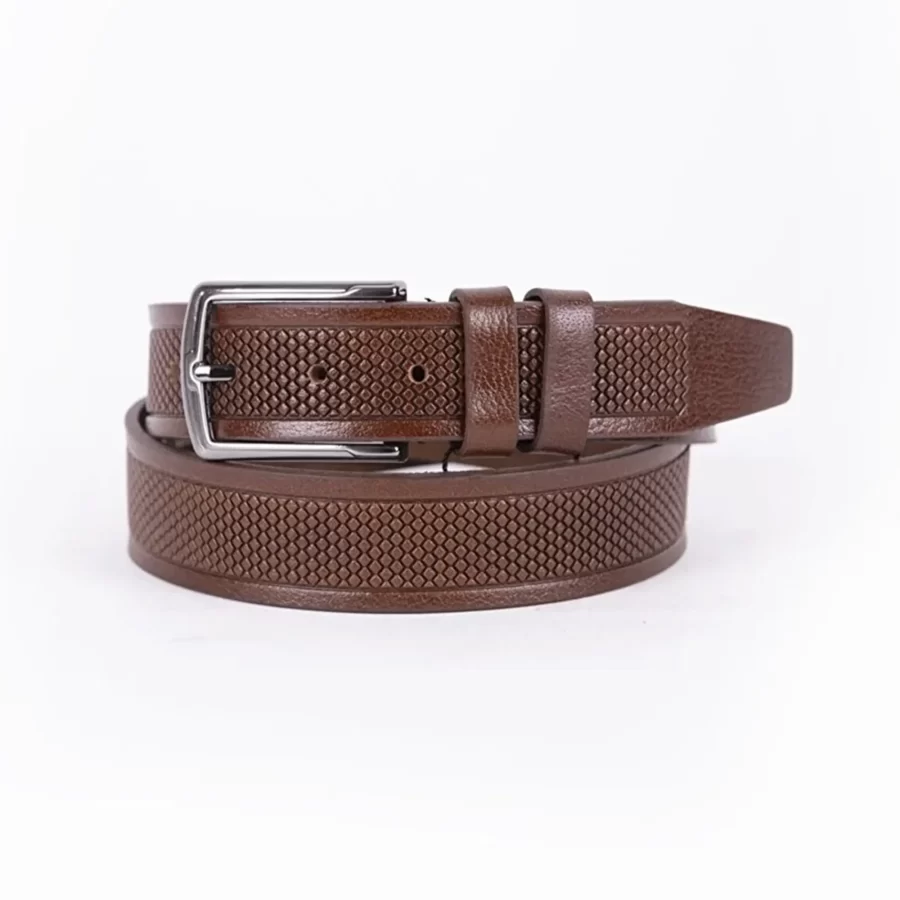 Brown Mens Belt Dress Laser Leather ST01088 1