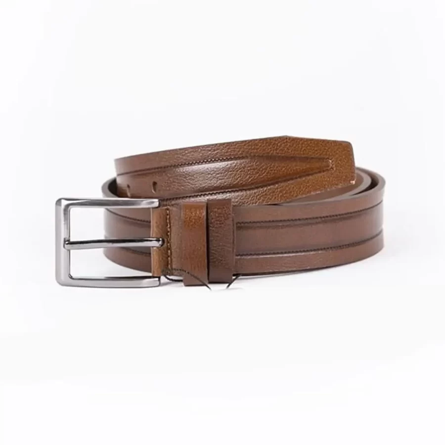 Brown Mens Belt For Jeans Embossed Calf Leather ST01316 2