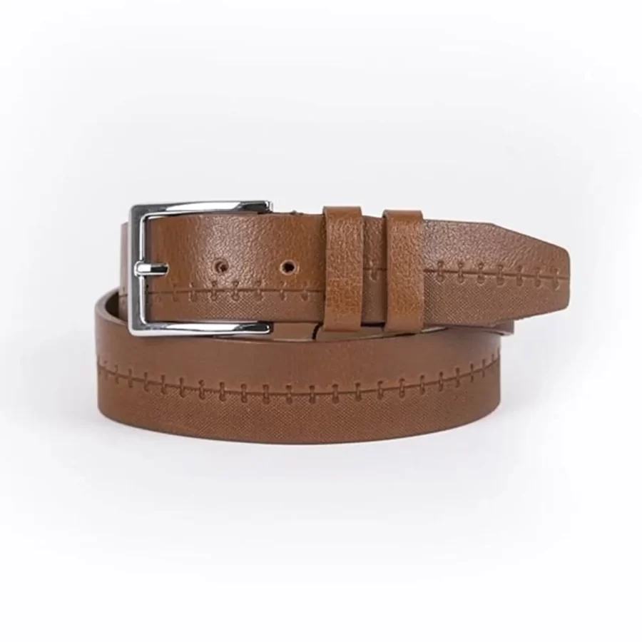 Brown Mens Belt For Jeans Genuine Leather ST01375 4