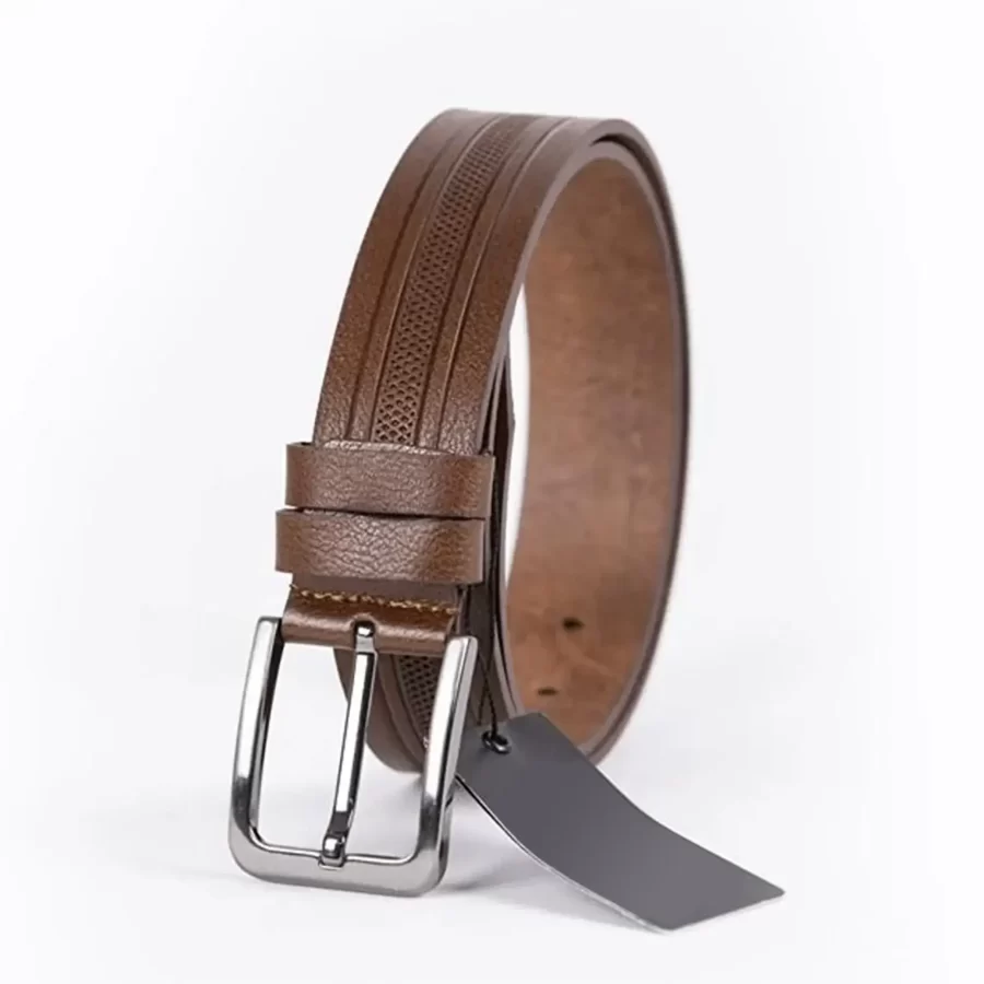 Brown Mens Belt For Jeans Laser Cut Leather ST01327 6
