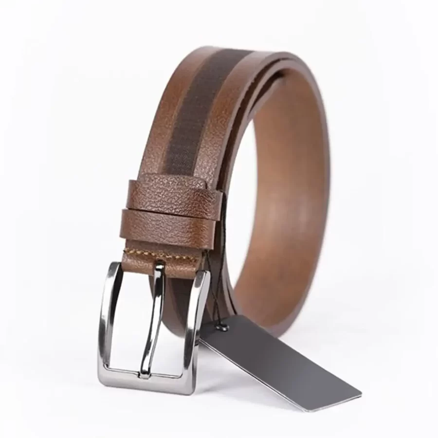 Brown Mens Belt For Jeans Laser Cut Leather ST01380 3